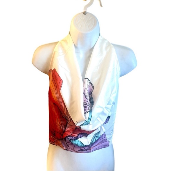 Milk & Honey Printed Pant Set Size Large White Red Halter Top Wide Leg Pants NEW - Picture 4 of 15